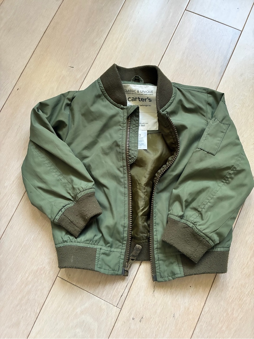Carter’s Kids Olive Green Wind Breaker Bomber Jacket GUC Size 2T